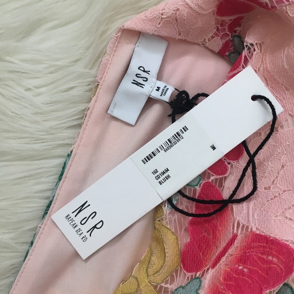 NSR Pink Lace Floral Print Knee Length Cocktail Dress - Picture 7 of 7